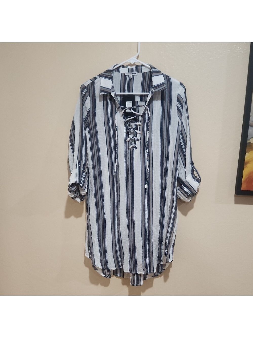 NWT Fashion Nova Navy and White Striped Dress, Large - Picture 3 of 6